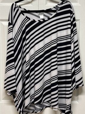 Anthony Richards Black and White Diagonal Striped Tunic